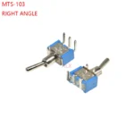 5PCS BLUE MINI MTS-103C3 RIGHT ANGLE Miniature toggle switch PCB Panel Mount 3PIN ON-OFF-ON power switche 6A/125V 3A/250V MTS103