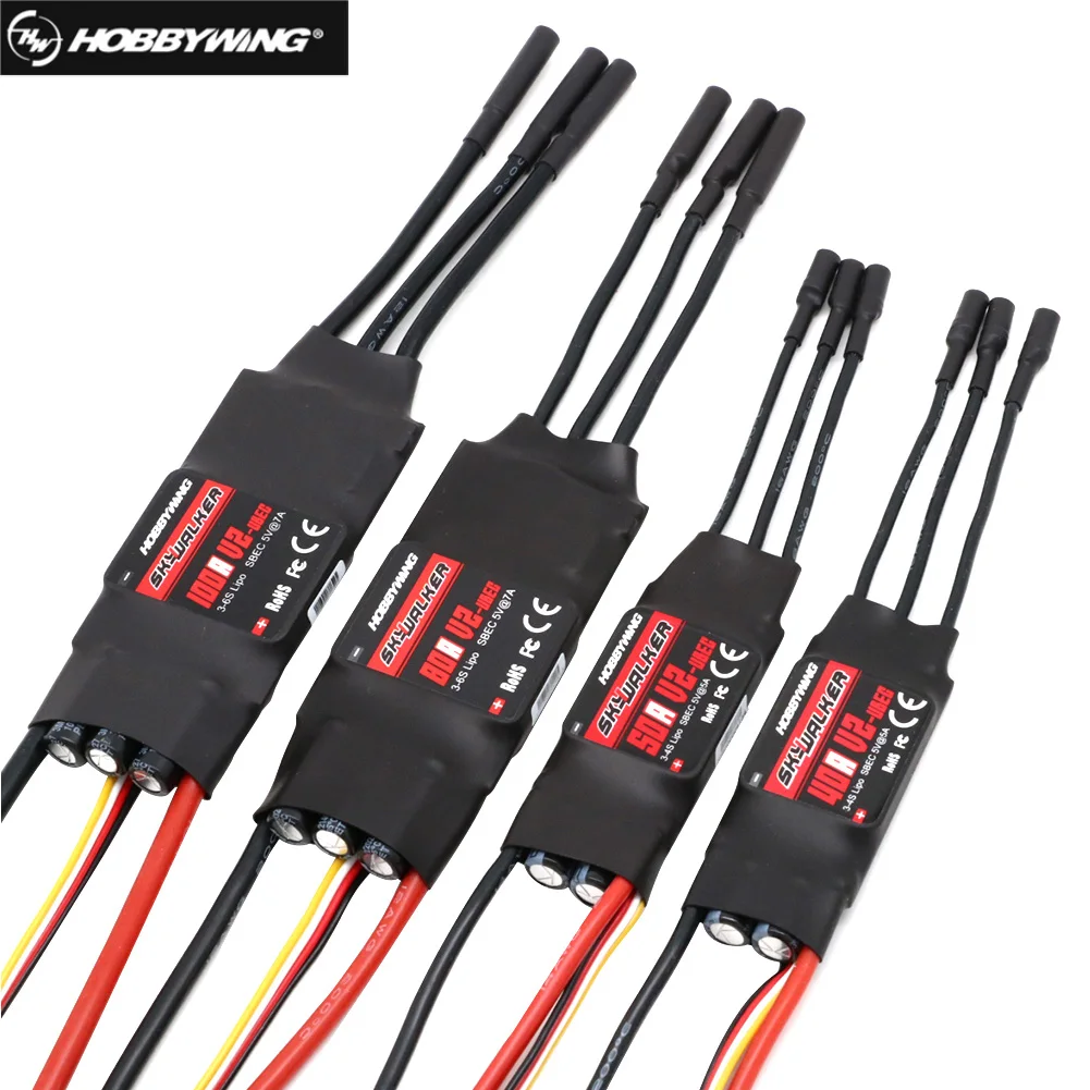 Sd5467d1071c5490cb0b6dbb5a23d62c8G.webp Hobbywing Brushless ESC 40A 50A 80A 100A V2 Drone ESC 2-4S Skywalker Speed Controller With BEC/UBEC For RC Quadcopter Helicopter - Image 1
