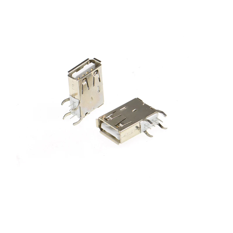 10pcs Usb 2.0 type-a Female Socket Connector Side 90 Degrees 4legs Dip
