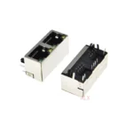 5PCS RJ45 1X2 1*2 Network Ethernet FEMALE SOCKET with light RIGHT ANGLE 56 8P8C female jack connector - Image 2
