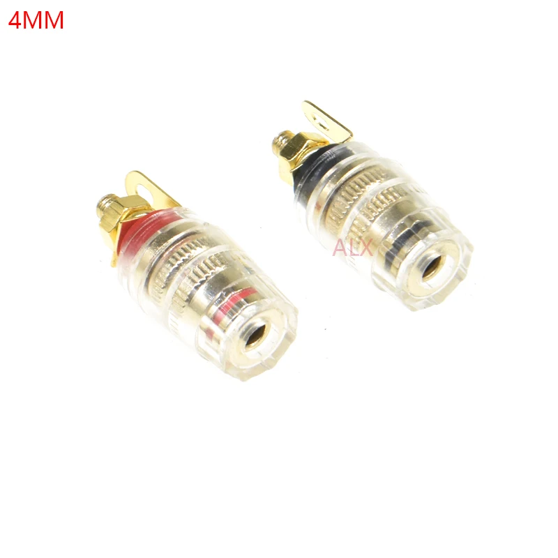2pcs Banana Connector 4mm Thread Medium Amplifier Speaker Spade Terminal Binding Post Banana Plug Socket Connector 33MM