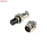 5set gx12-4 Aviation Plug Socket Circular Connector 12mm Diameter Gx12 4pin Male Female Wire Panel Connector Circular Screw Type