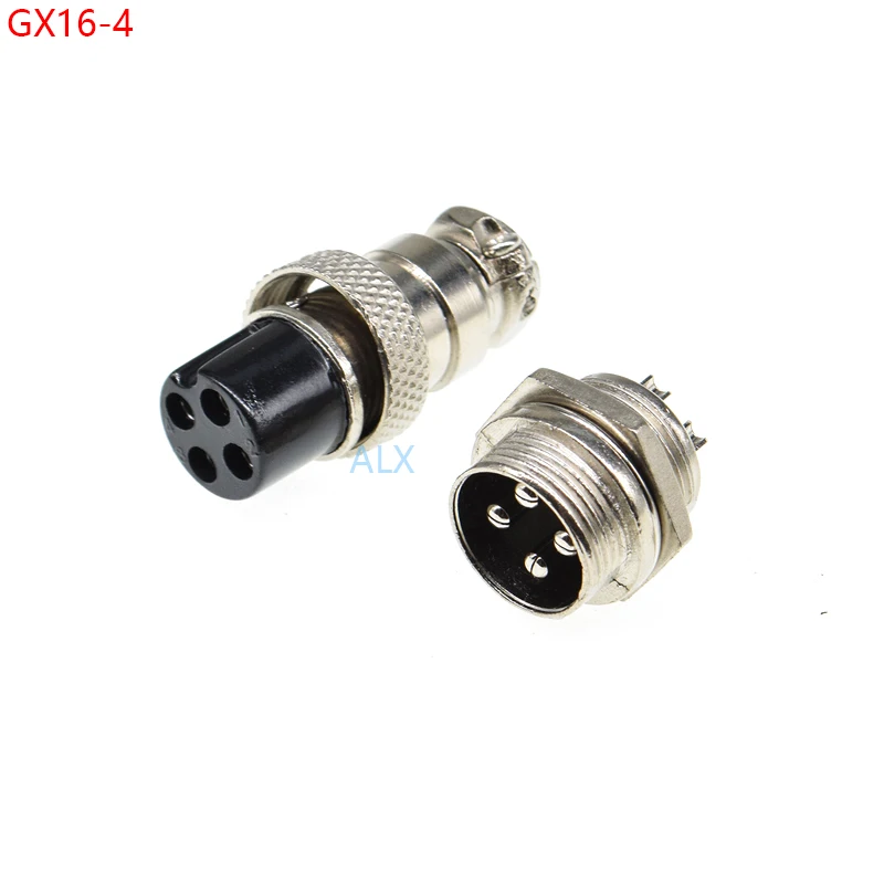 2set gx16-4 Aviation Plug Socket Circular Connector 16mm Diameter Gx16 4pin Male Female Wire Panel Connector Circular Screw Type