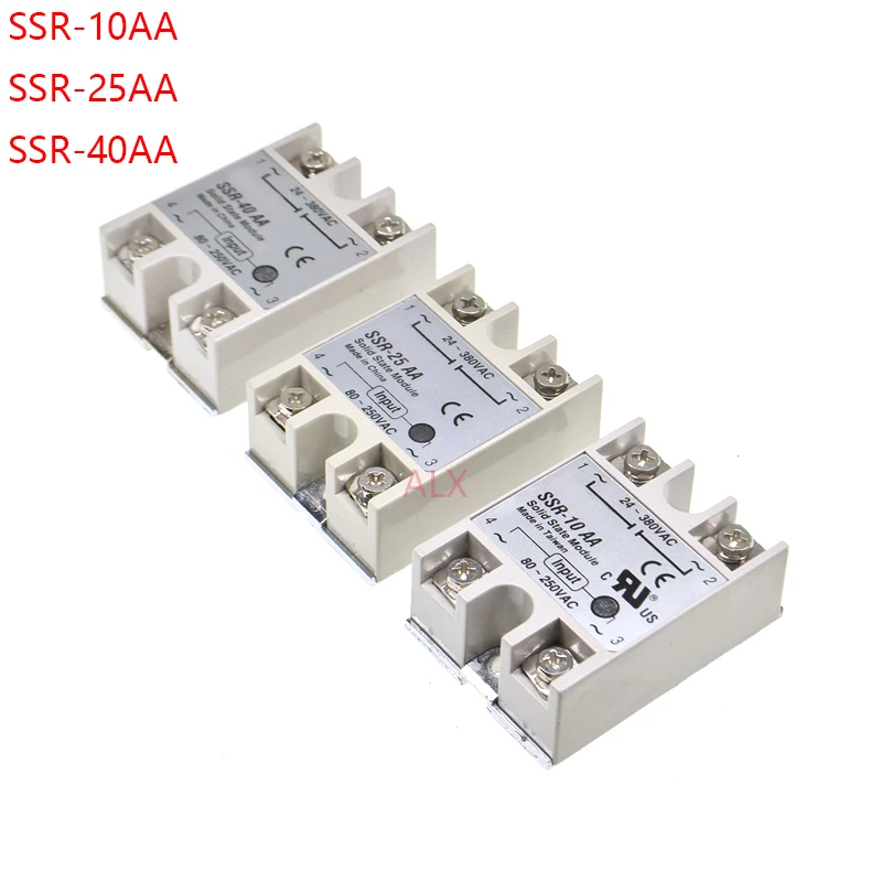1pcs Single Phase Solid State Relay ssr-10aa/25aa/40aa Ssr Module 8-250v Ac Control 24-380v Ac