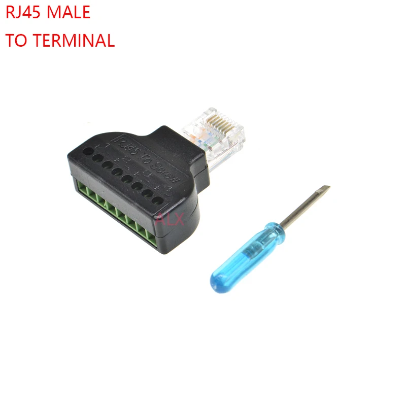 Rj45 Ethernet Male To 8 Pin Av Screw Terminal Connector Screw Adapter Block Cable Network Plug For Cctv Digital Internet Plug