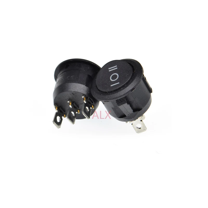 5PCS KCD1-105 3PIN BLACK ROUND Push Button rocker Switch ON/OFF/ON   power switches 16A/250V 20A/125V