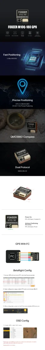Foxeer M10Q-180 M10Q-250 M10 Dual Protocol GPS Module Built-in QMC5883 Compass Ceramic Antenna for RC Airplane FPV Long Range - Image 9