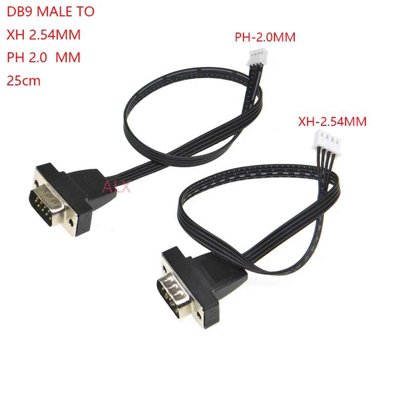 1pcs 25cm Db9 Male To Xh Female Plug Cable Db9 Male To Ph Wire Rs232 Serial Port Connector To 2.54mm 2.0mm Extension Cable