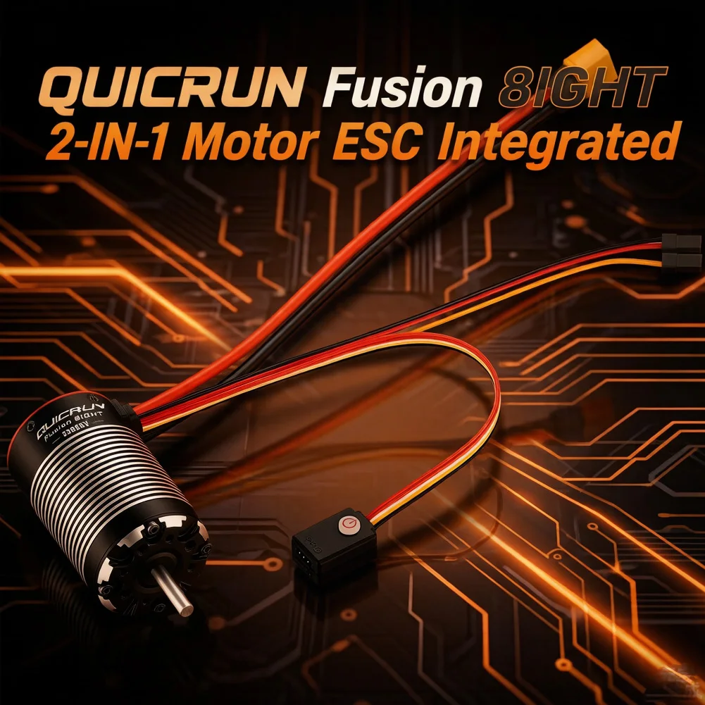 Se5db2c91ecdb4ea0a374dfb6c4372eceZ.webp HOBBYWING QUICRUN Fusion 8IGHT 2-IN-1 80A 2300KV Brushless Sensored Motor ESC Integrated for 1/8 RC Car Rock Crawler - Image 1