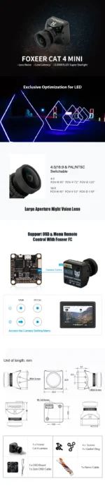 Foxeer Mini Cat / Micro Cat 4 1200TVL Starlight 0.00001Lux FPV Camera Low Latency Low Noise FPV Camera For RC FPV Racing Drone - Image 11