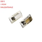 1pcs 3u Gold Plated Solid Pin Db15 3 Row Male Female Vga Connector Solder Type d-sub 15pin Adapter 15p