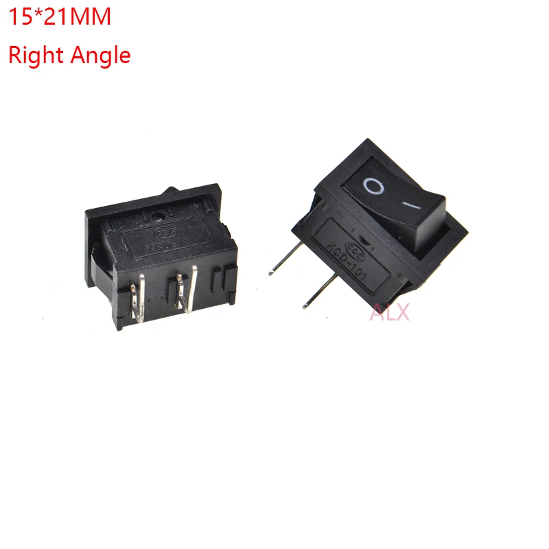 Sea63305560c14e568fd998575ecb29bcY.webp 10PCS right angle KCD1 SPST 2PIN black mini Push Button rocker Switch ON/OFF power switches 6A/250V 10A/125V 15*21MM 2 pin - Image 1