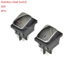 1PCS 20A KCD4 4PIN stainless steel Push Button with light rocker Switch ON/OFF 16A/250V 4 pin waterproof boat power switch