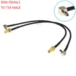 2pcs 20cm Sma Female Jack To Ts9 Right Angle Male Plug Connector Coaxial Cable Rf Antenna Adapter Rg174  Wire