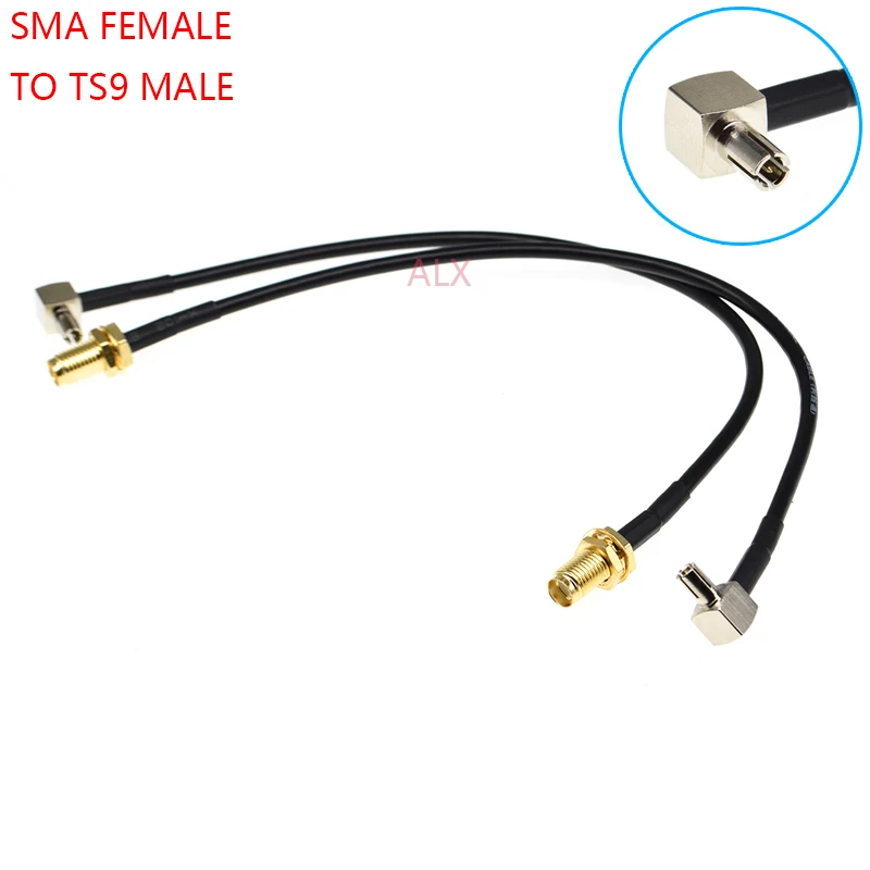 2pcs 20cm Sma Female Jack To Ts9 Right Angle Male Plug Connector Coaxial Cable Rf Antenna Adapter Rg174  Wire