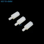 50PCS M3*10+6MM Hex head nylon Spacing Screw Threaded Pillar PCB STANDOFF SPACER M3 10+6MM Hexagonal Stud Spacer 10+6 10MM
