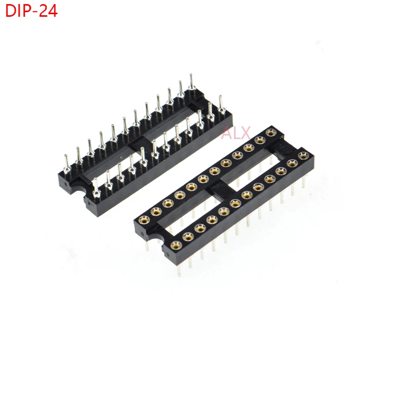 10pcs Narrow Body Dip24 Ic Round Hole Socket 24p Dip Chip Test Holder Adaptor 24 Pin dip-24 Dip 24pin 2.54mm Pitch Connector