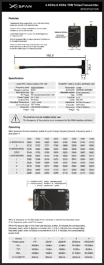RUSHFPV XSPAN 4.9G-6.0G 10W High Power 80CH VTX Video Transmitter with SMA Antenna for RC FPV Long Range Fixed-wing Drones DIY - Image 9