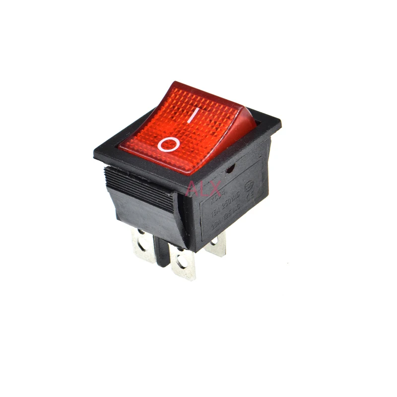 5PCS KCD4-201n 4PIN red Push Button with light rocker Switch ON/OFF   power switches 16A/250V 20A/125V 25*31MM 25*31 4 pin