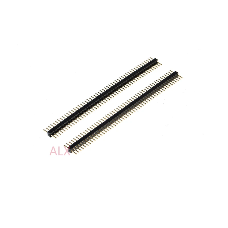 10pcs 1x40 Pin  Gold Plated Single Row Male 1.27mm Pitch Pin Header Connector Strip 1x40pin 1*40 40p 40pin Black For Pcb Board