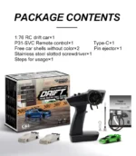 Turbo Racing 1:76 C64 Drift RC Car With Gyro Radio Full Proportional Remote Control Toys RTR Kit For Kids and Adults - Image 21