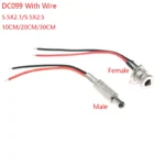 5PCS DC099 With Wire 10cm 15cm 20cm DC Power Male Female Socket Adapter 5.5X2.1/5.5X2.5MM 5.5*2.1/5.5*2.5 MM Connector DC Cable