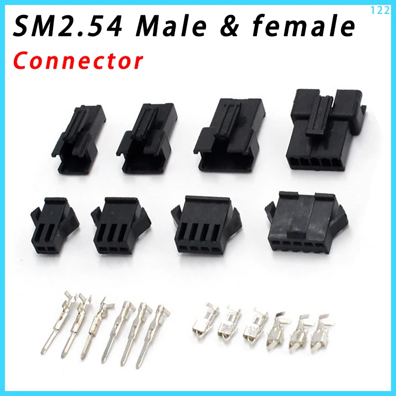 Sf1a976e647fd4172bf9afcf6343306ccb.webp SM2.54-2/3/4/5/6Pin Pitch 2.54mm SM Female and Male wire connector housing SM-2P SM-2R JST SM2.54 - Image 1