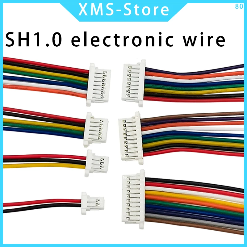 10PCS JST SH1.0 SH 1.0mm Wire Cable Connector 2/3/4/5/6/7/8/9/10/12 Pin 1.0MM Pitch Plug 10CM/20cm/30CM Wire Length 28AWG