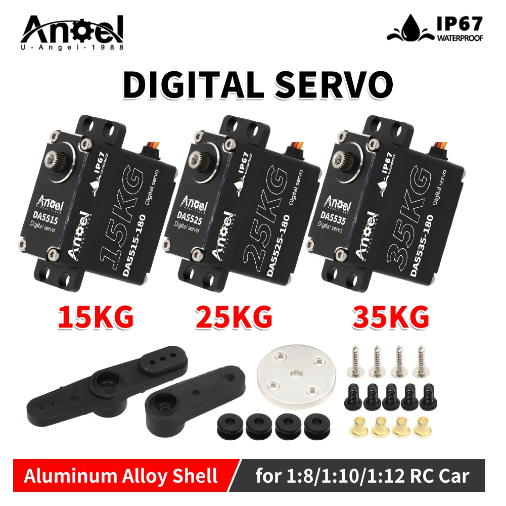 Sf474ee2334a64bcfa770d2045a4eb143G.webp UAngel DA5515 15KG DA5525 25kg DA5535 35KG Waterproof Digital Servo Aluminum Case Metal Gear High Torque for 1/8 1/10 1/7 RC Car - Image 1