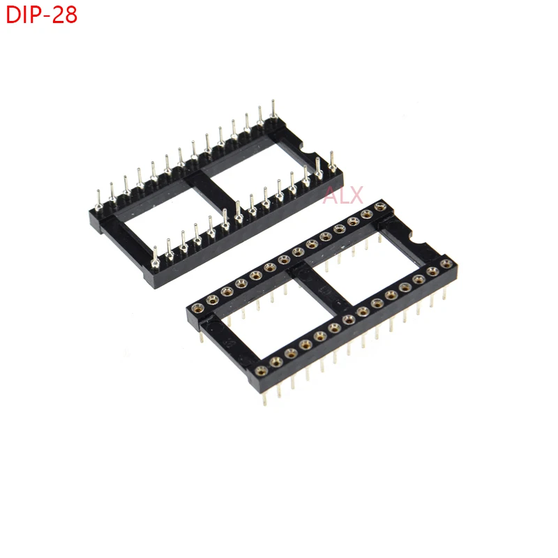 10PCS wide body DIP28 IC ROUND HOLE SOCKET 28p DIP CHIP TEST HOLDER Adaptor 28 PIN dip-28 DIP 28PIN 2.54MM PITCH CONNECTOR