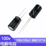 100V100UF 10x16mm  Aluminum Electrolytic Capacitors 100V 100UF 100wv 100mf 100vdc 100MFD 100uf100v 100v100mf 100mf100v 220uf - Image 2