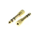2pcs Gold 6.3mm 1/4" Male Plug to 3.5mm 1/8" Female Jack Stereo Headphone Audio Adapter Home Connectors Adapter Microphone