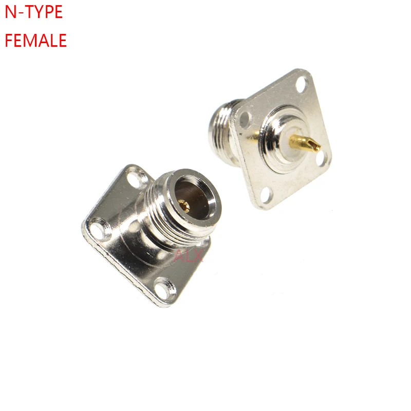 1PCS N type female jack RF coax connector 4-hole panel mount with solder cup,silver