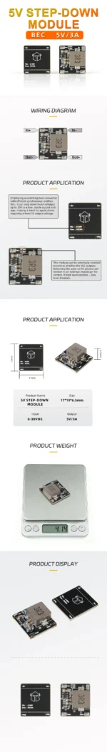 MICRO BEC 6-30V to 5V 3A / 2A Step Down Power Supply Module Voltage Buck Converter For Rc FPV Drone - Image 7