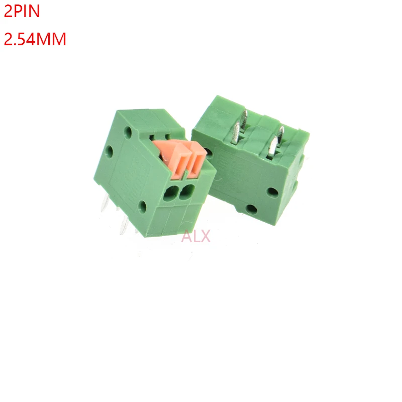 10pcs Kf141r 2 Pin Spring Terminal Block Connector 2.54mm Pitch Right Angle 2pin 2p For Pcb Mounted Splicing