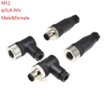 M12 waterproof sensor connector male & female plug 4/5/8 pin Straight/Right Angle type wire connector Screw Threaded coupling