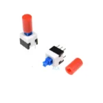 30PCS 8X8MM Self lock push button switch + red cap Micro TAcT Key Switch Self-locking power SWITCH ON/OFF 8*8 8X8 inching