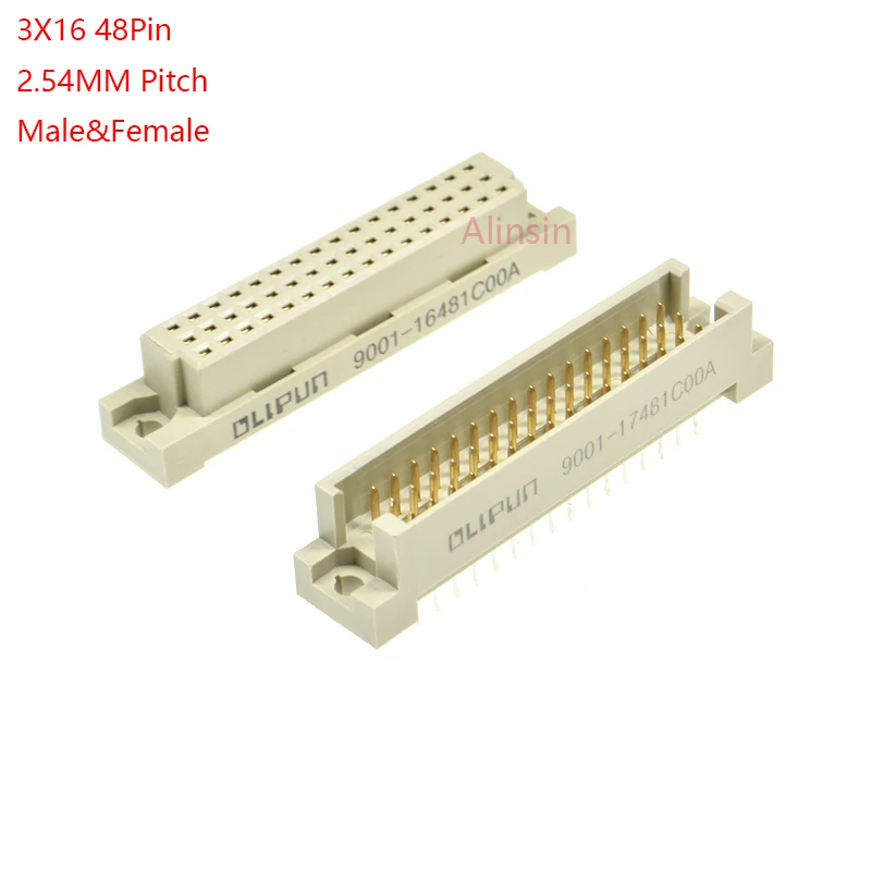 5pcs din 41612 Connector 3 Rows Plug Header Male Female Through Hole 3X16 48 Pin Pitch 2.54 mm 9001 15481 16481 17481 18481