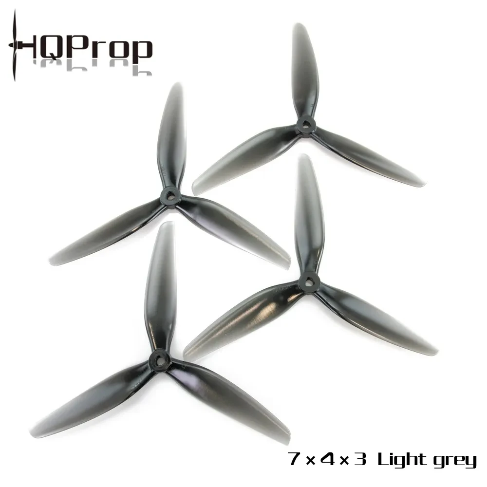 Sff08888f289840b8813914474c9d2252h-1.webp 4PCS HQProp 7X4X3 7040 7inch 3 blade/tri-blade Propeller Light Grey (2CW+2CCW) Poly Carbonate for FPV RC Drone - Image 1