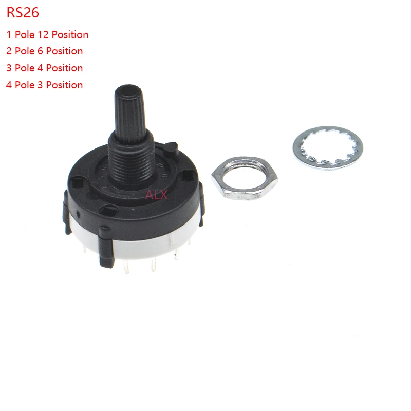 2PC RS26 1 Pole 12 Position/2 Pole 6 Position/3 Pole 4 Position/4 Pole 3 Position Selectable Band Rotary Channel Selector Switch