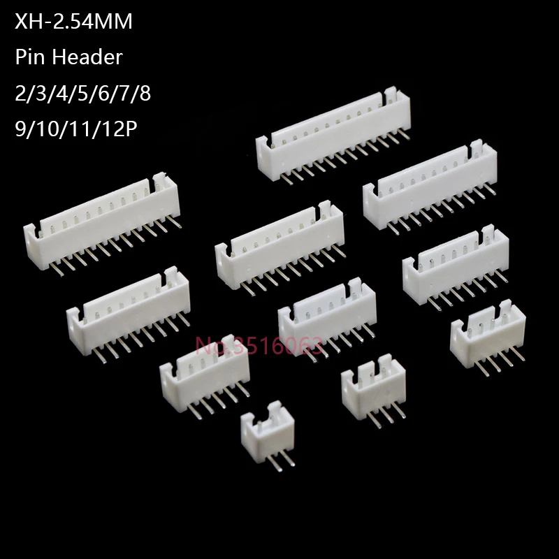 20/50Pcs XH2.54 Connector 2.54MM Pitch Male Pin Header 2P/3P/4P/5P/6P/7P/8P/9P/10P/11P/12P Right Angle For Pcb Board XH